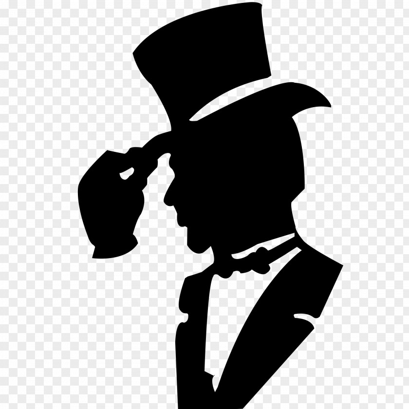 A Silhouette Of Man With Hat T-shirt Suit Clothing PNG