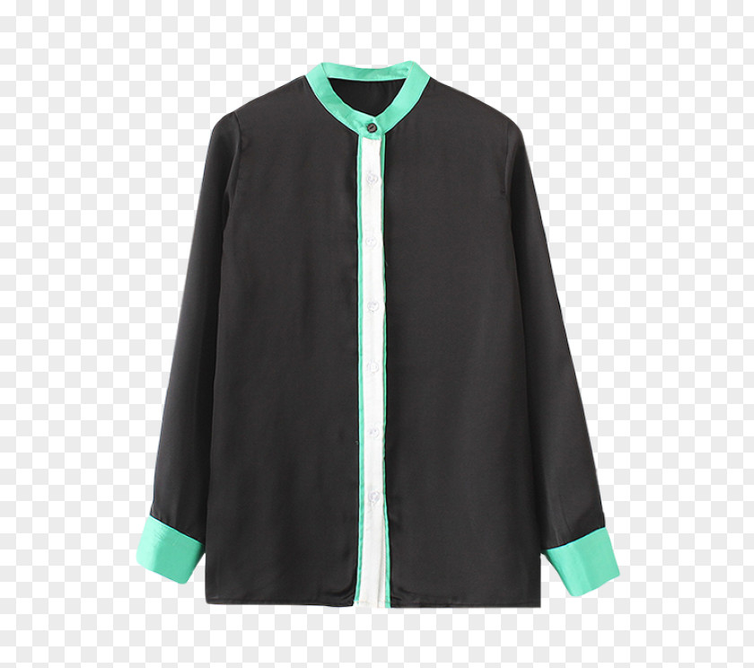 Color Block Sleeve Cuff Shirt Fashion Collar PNG