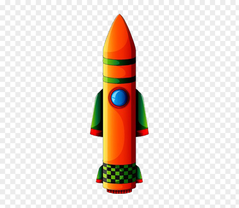 Orange Cartoon Rocket Launch Illustration PNG