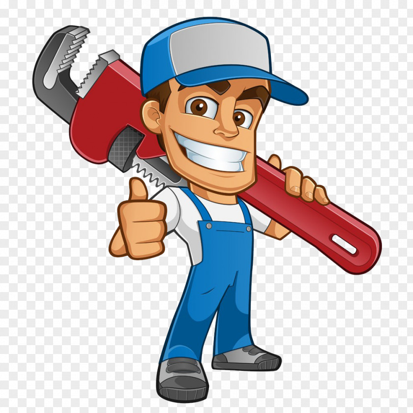 Cartoon Plumber Atta-Boy Plumbing Services Drain Tap PNG