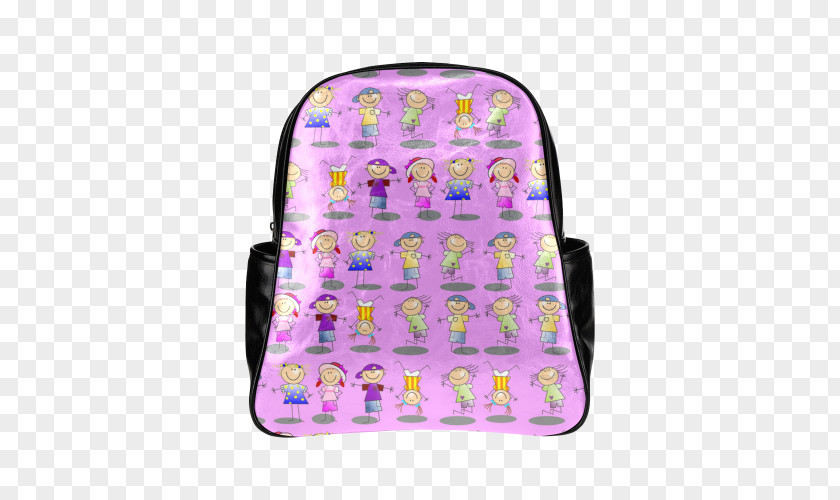 Stick Figure School Supplies Bag Purple PNG