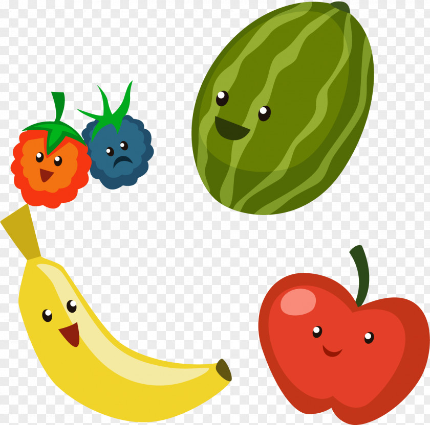 Banana Strawberry Vector Elements Apple Cartoon PNG