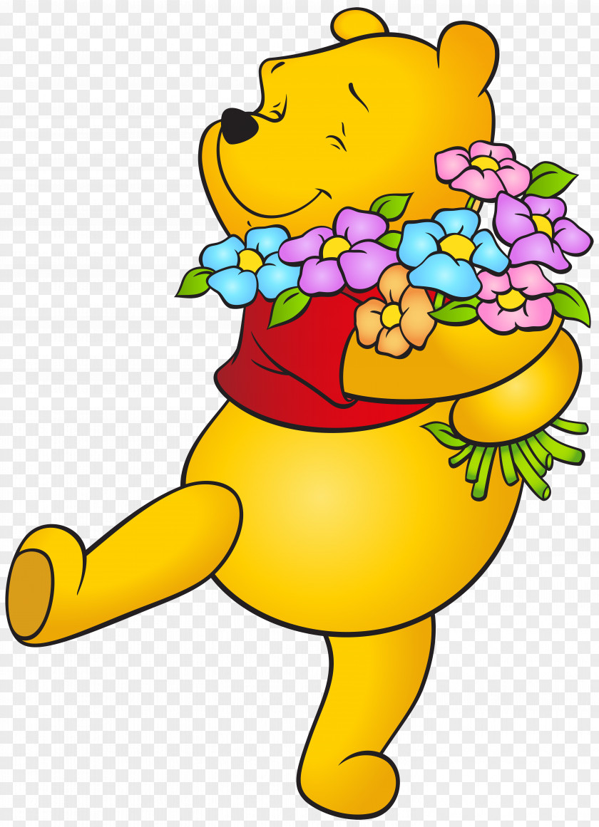Winnie The Pooh With Flowers Free Clip Art Image Winnie-the-Pooh Gopher Eeyore Piglet PNG