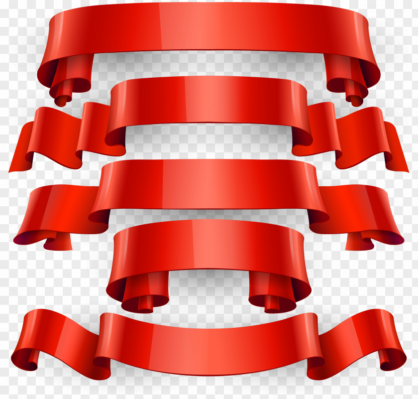 5 Red Ribbon Banners Vector Euclidean Banner Clip Art PNG