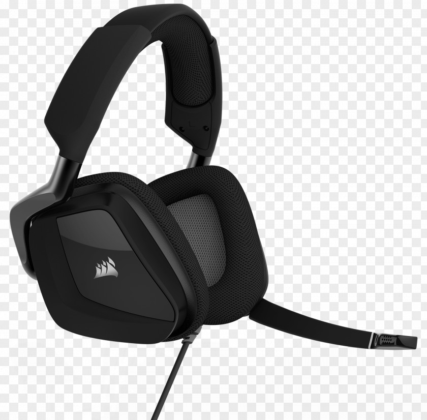 Black Headphones Corsair VOID PRO RGB 7.1 Surround Sound Dolby Headphone PNG