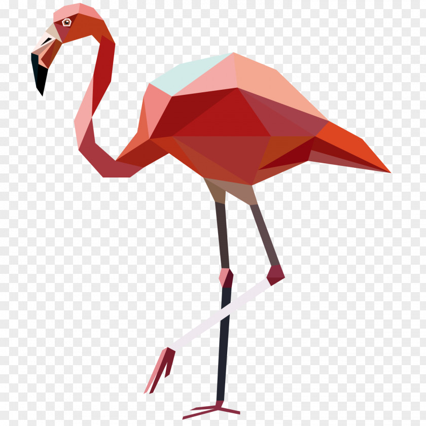 Polygonal Ostrich T-shirt Flamingos Bird Common PNG