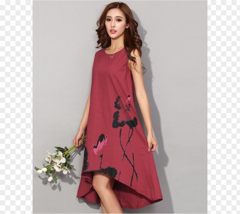 Retro Style Chinese Sleeve Dress Sarafan Fashion Clothing PNG