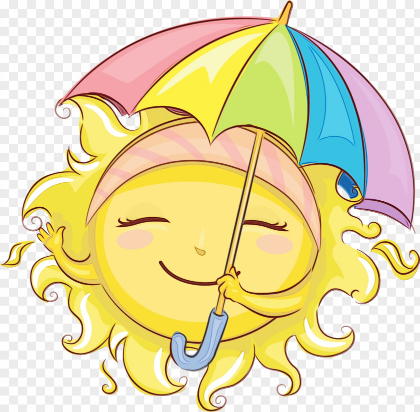 Smile Yellow Rainbow Watercolor PNG