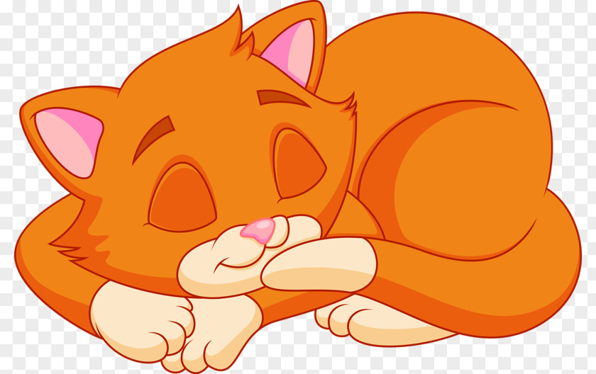 Yellow Cartoon Cat Sleeping Kitten Clip Art PNG