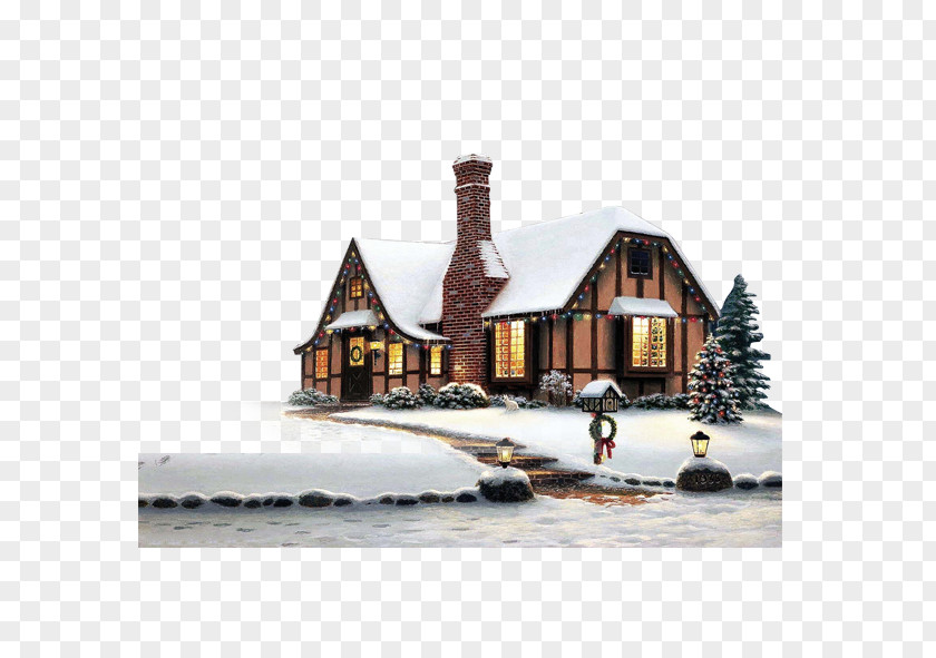 Cabin Christmas Eve Party Wallpaper PNG