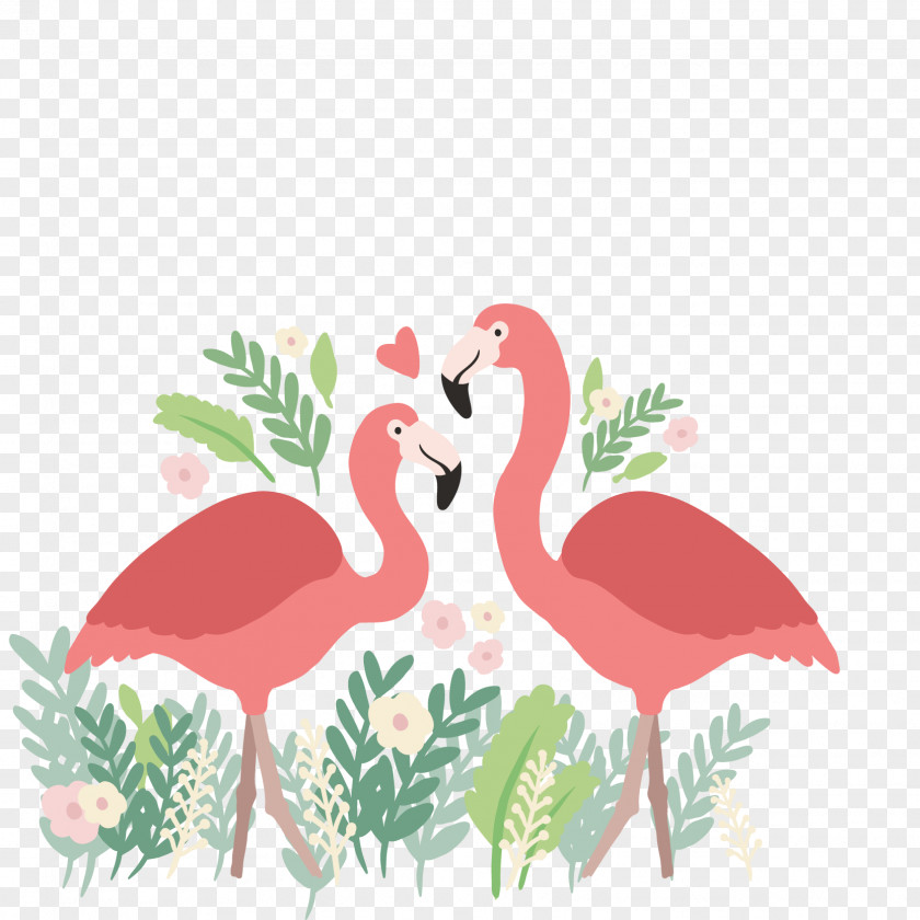 Hand-painted Flamingos In Love Background Flamingo Download PNG