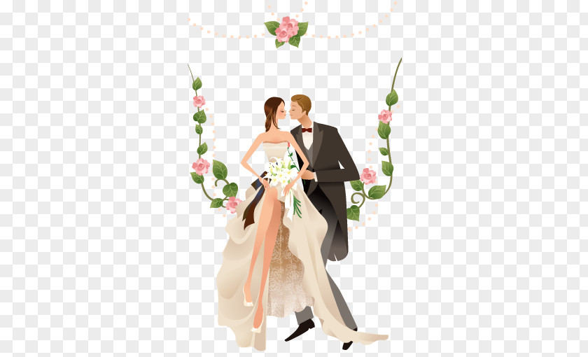 Vector Western-style Wedding Men And Women Invitation Clip Art PNG