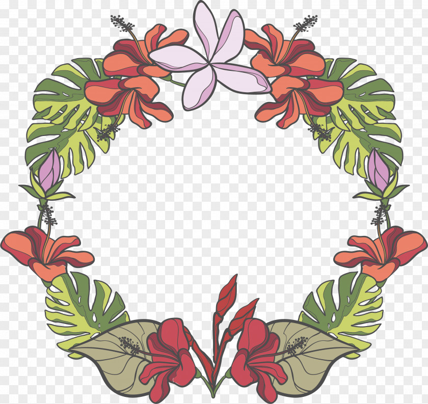 Floral Frame Design Vector Graphics Leaf Image PNG