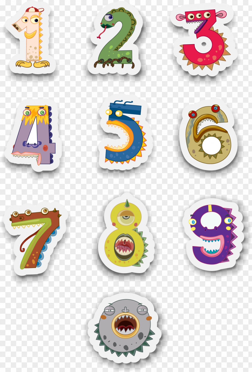 Cartoon Animal Number Numerical Digit Sticker PNG
