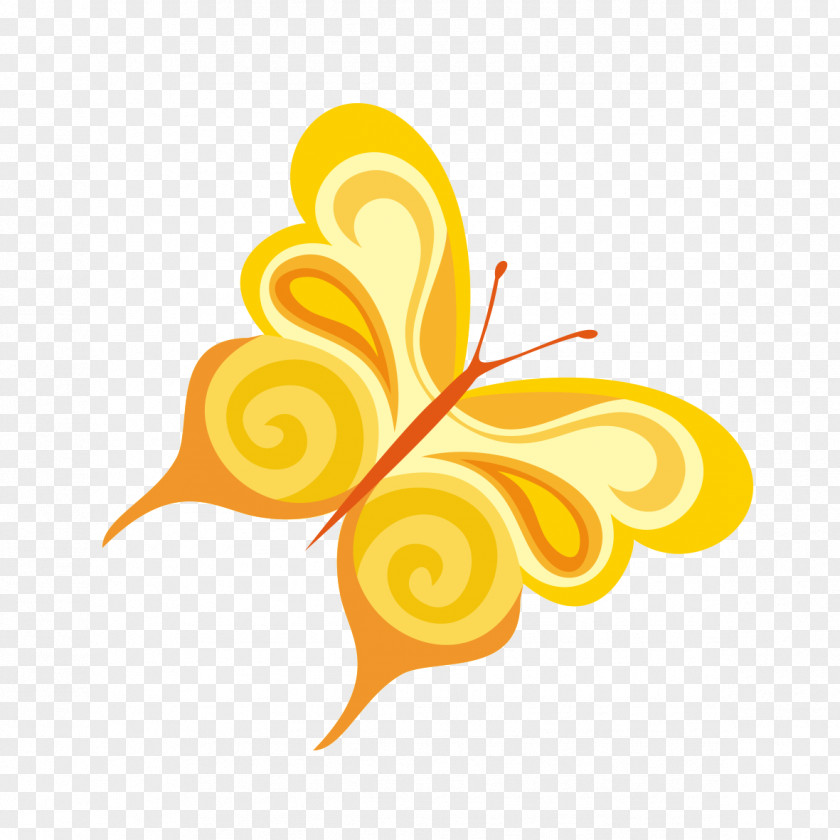 Cartoon Golden Butterfly Illustration PNG