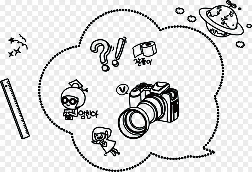 Hand-painted Line Camera Learning Element Pattern Clip Art PNG