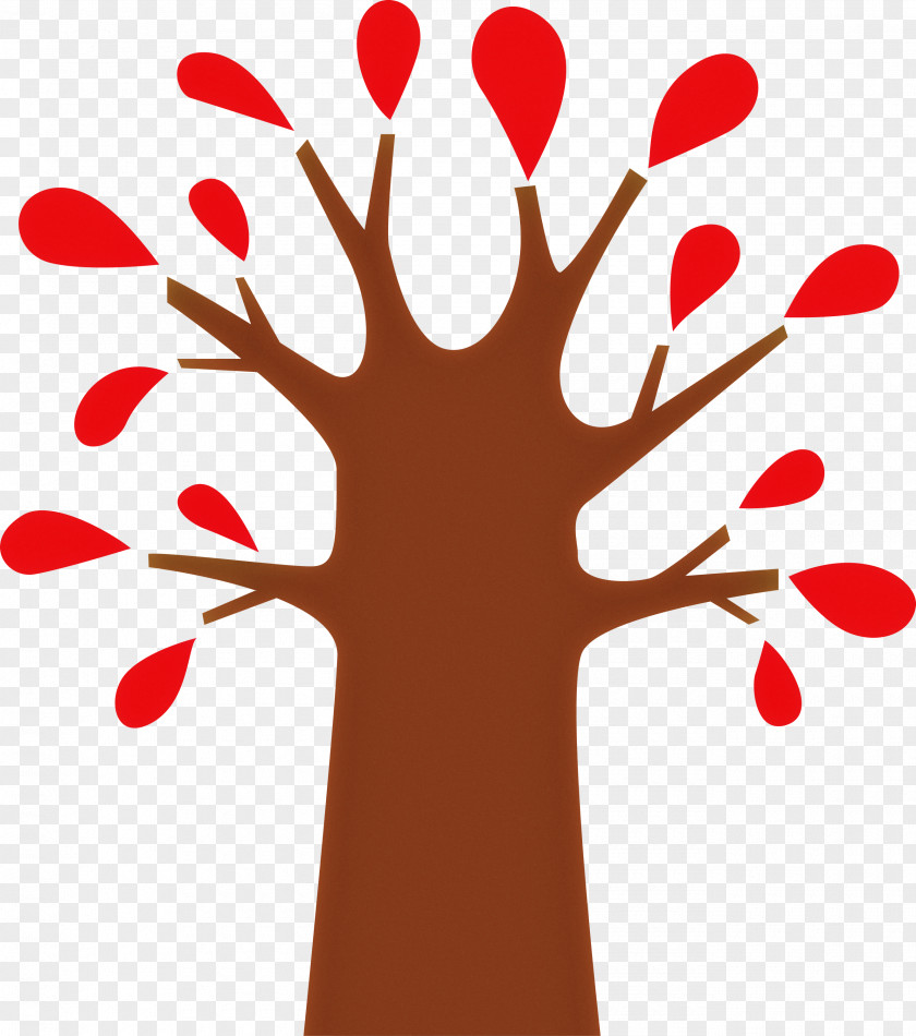 Red Leaf Tree Hand Finger PNG