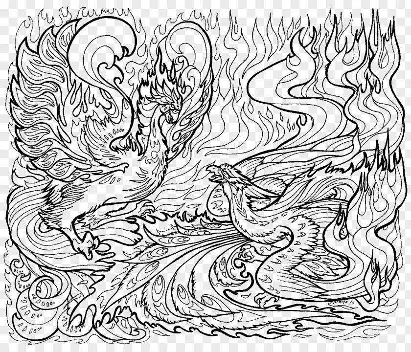 Coloring Pages For Adults Dragon Book Line Art Drawing Illustration PNG