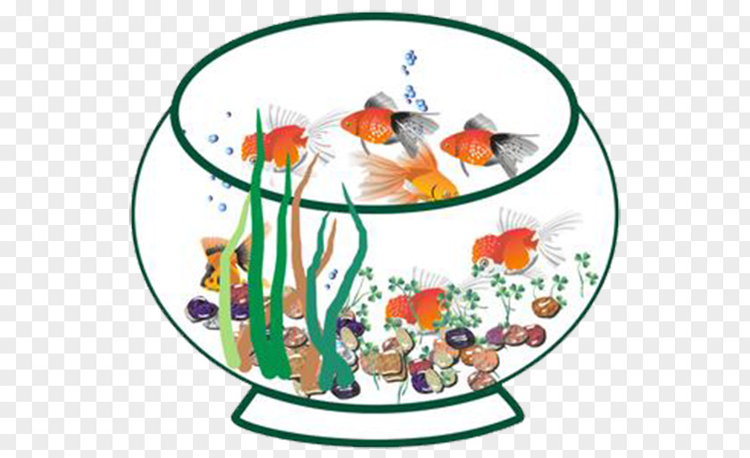 Cute Cartoon Hand-painted Tanks And Plants Goldfish Aquarium Clip Art PNG
