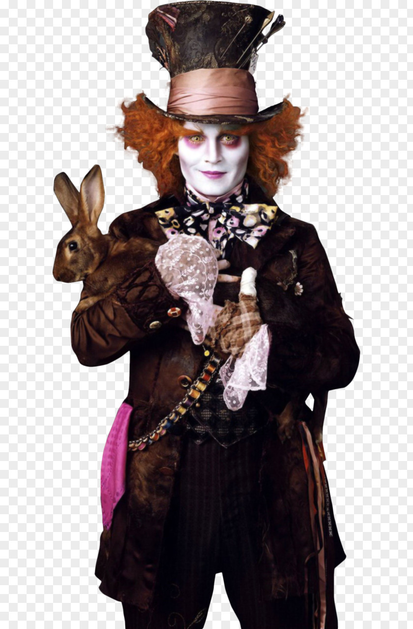 Johnny Depp The Mad Hatter White Rabbit Alice In Wonderland Tarrant Hightopp Film PNG