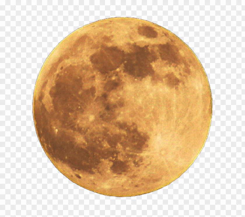 Realistic Golden Moon Poster Decoration Supermoon Full Clip Art PNG