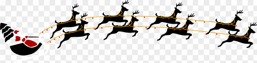 Santa Sleigh Claus Reindeer Clip Art PNG