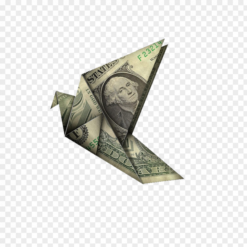 Folded Dollar Bird Paper Awesome Origami.[ United States One-dollar Bill PNG