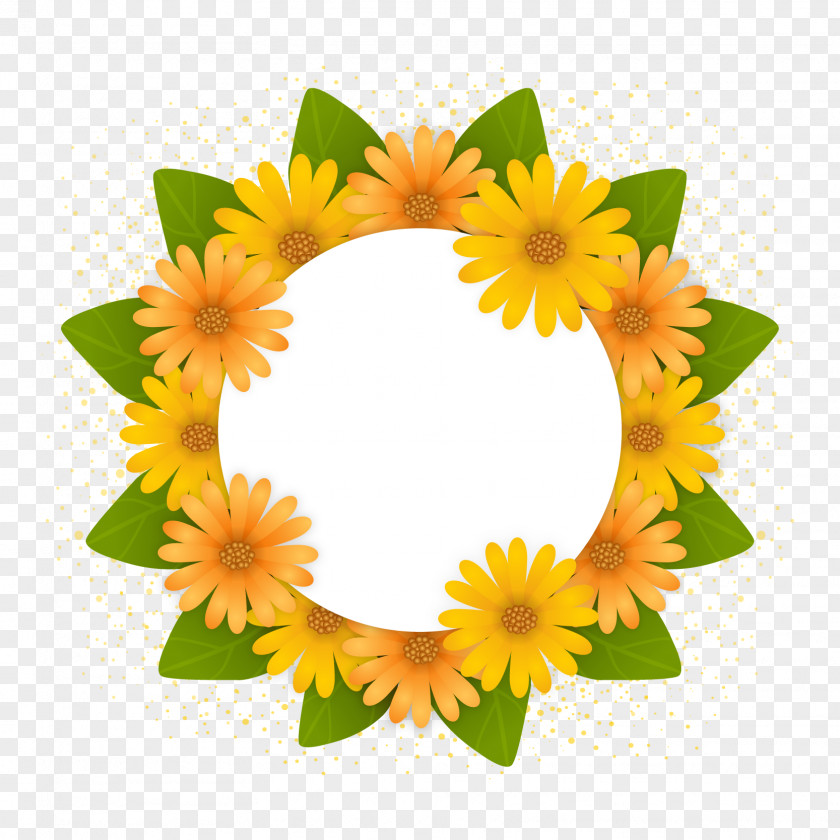 Vector Chrysanthemum Wreath Of Green Leaves India Onam Illustration PNG