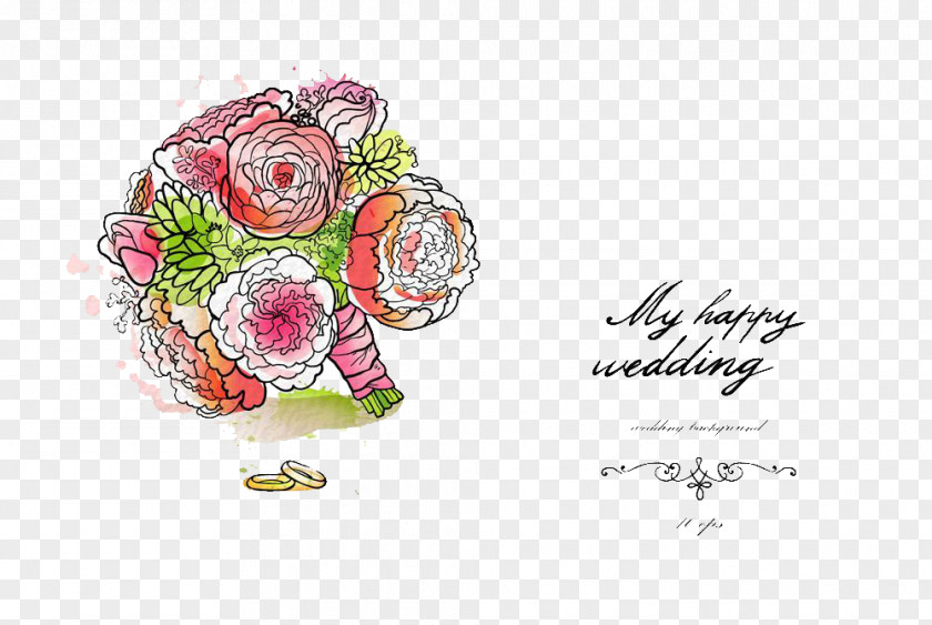 Painted A Bouquet Of Flowers Flower Wedding PNG