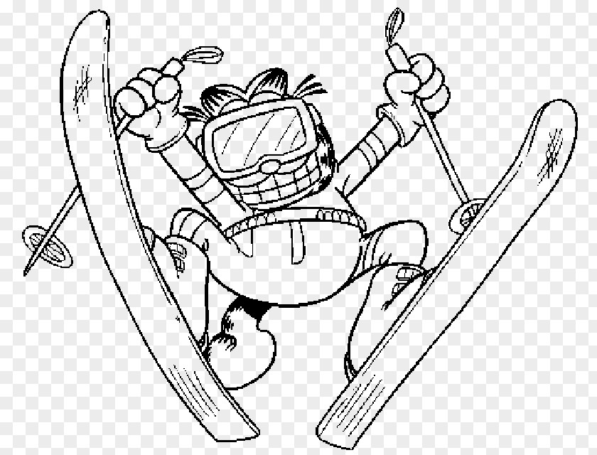 Garfield Modern Skiing Drawing Coloring Book PNG