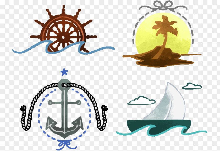 Watercolor Nautical Flag Logo Clip Art PNG