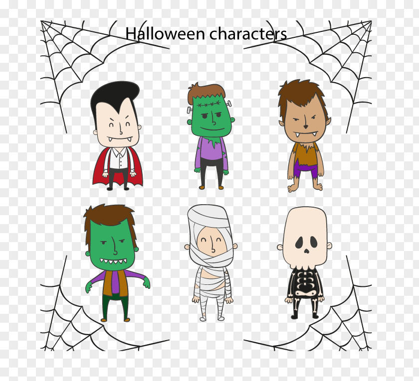 6 Halloween Vector Characters Euclidean Download PNG