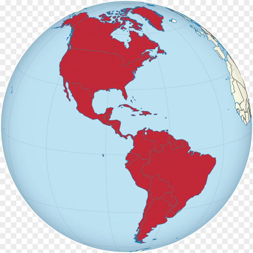 Global United States South America New World Orthographic Projection Map PNG