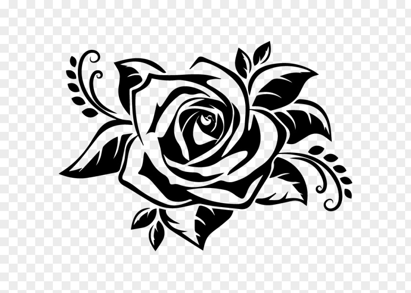 Silhouette Stencil Drawing Rose PNG