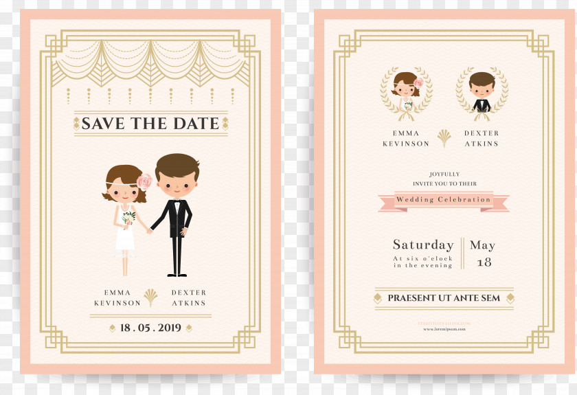 Cartoon Wedding Invitation Design Bridegroom Illustration PNG