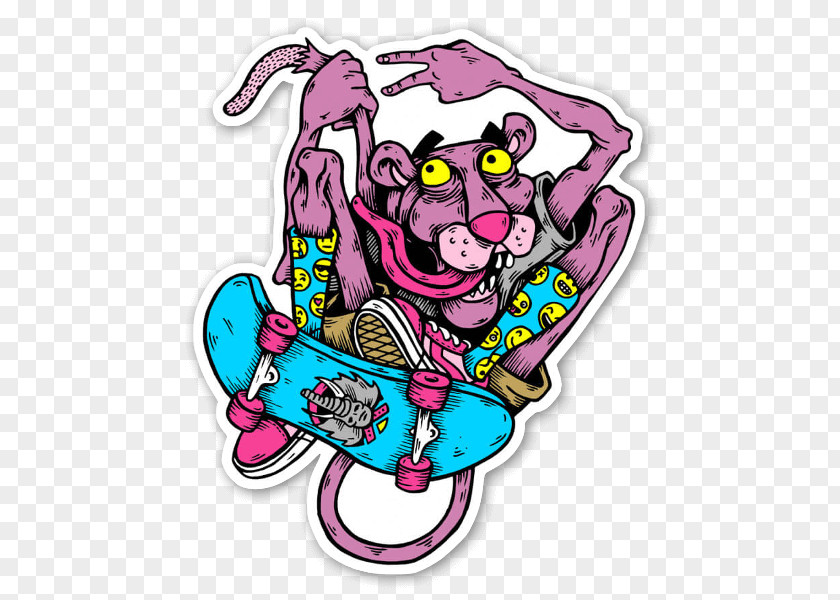Skateboard Sticker The Pink Panther Skateboarding Image PNG