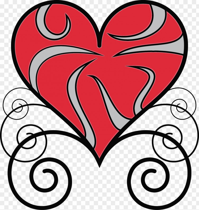 Ornament Love Heart Clip Art Red Line PNG
