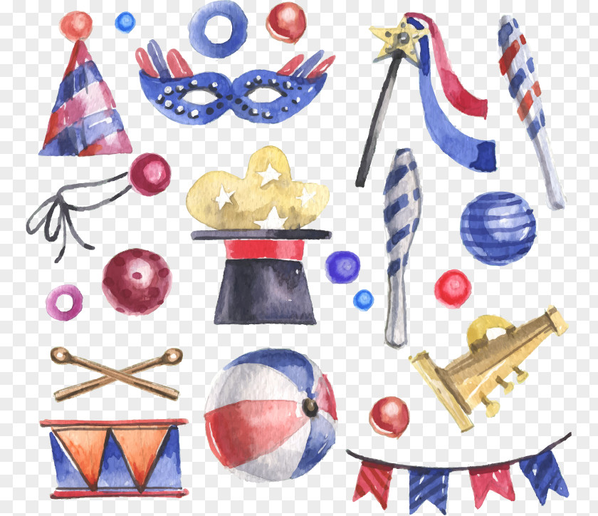 12 Water Element Vector Material Painted Party Circus Watercolor Painting PNG