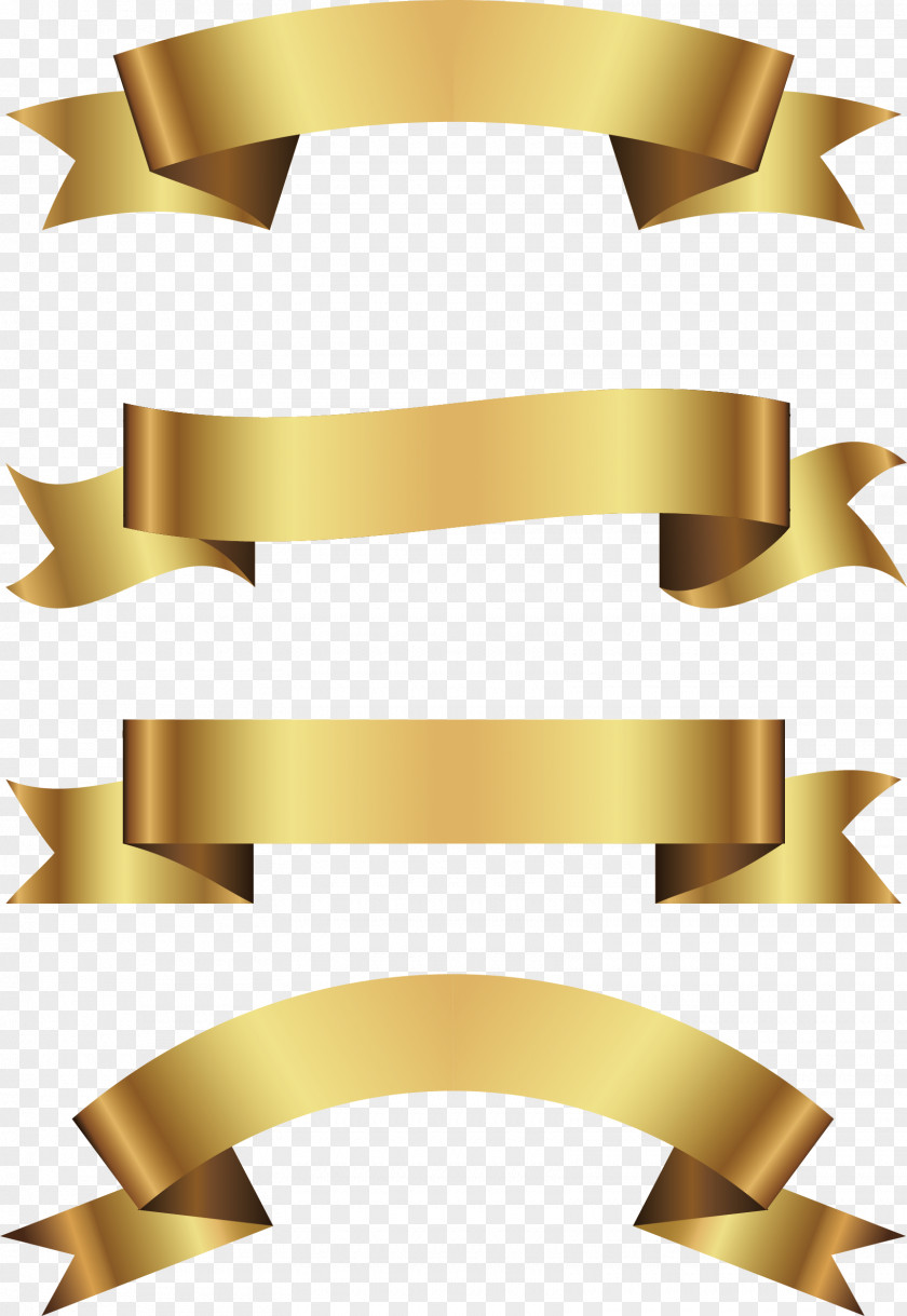 Gold Foil Paper Ribbon Royalty-free Euclidean Vector Illustration PNG