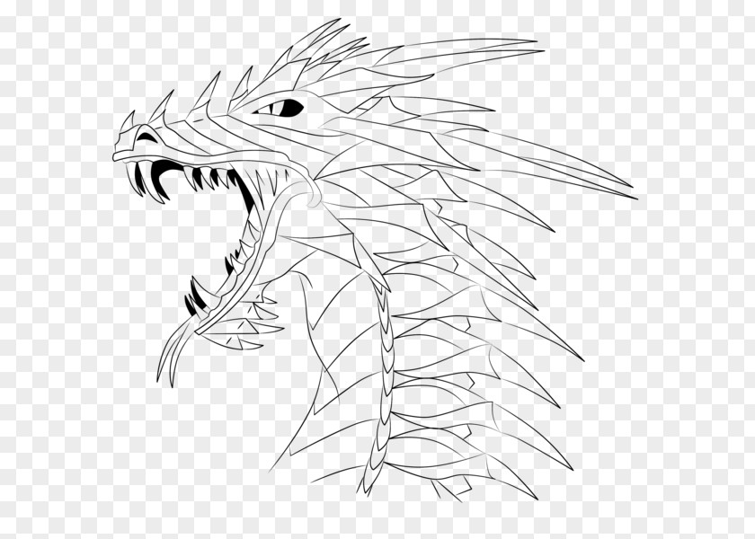 Dragon Line Art Drawing PNG