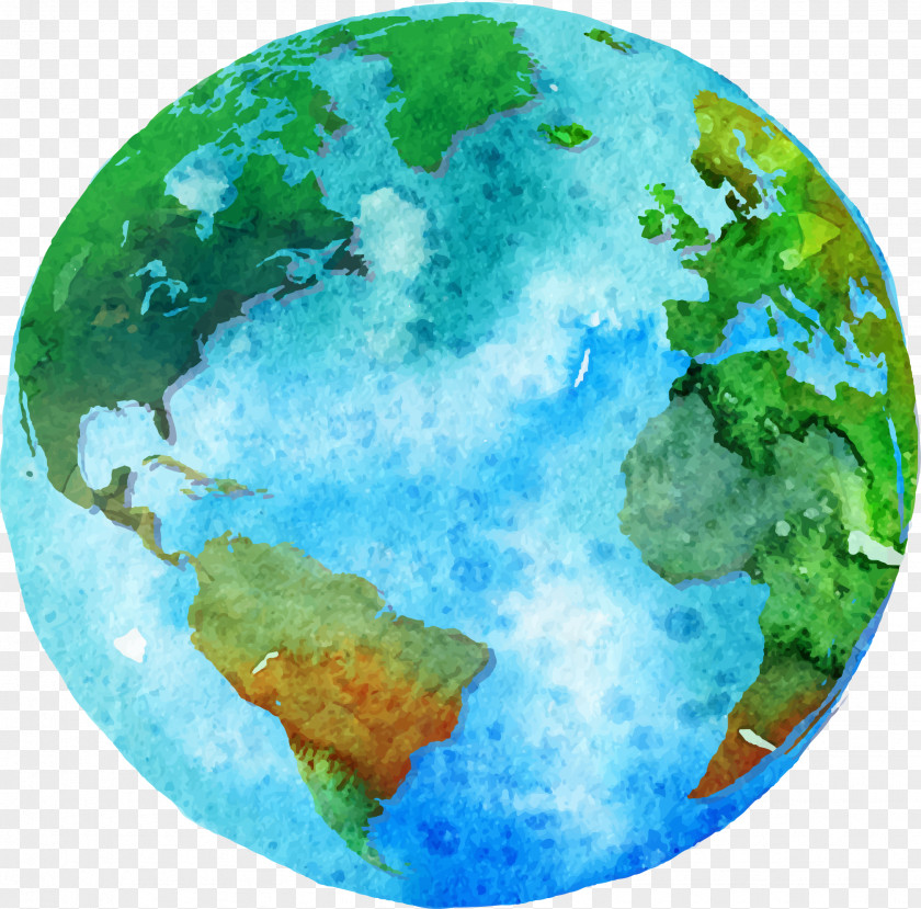 Vector Hand Painted Earth Day United States Globe Craft PNG