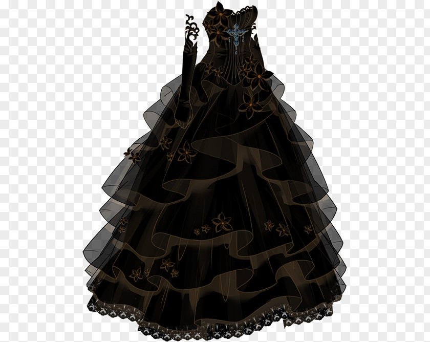Special Black Wedding Dress Gown PNG