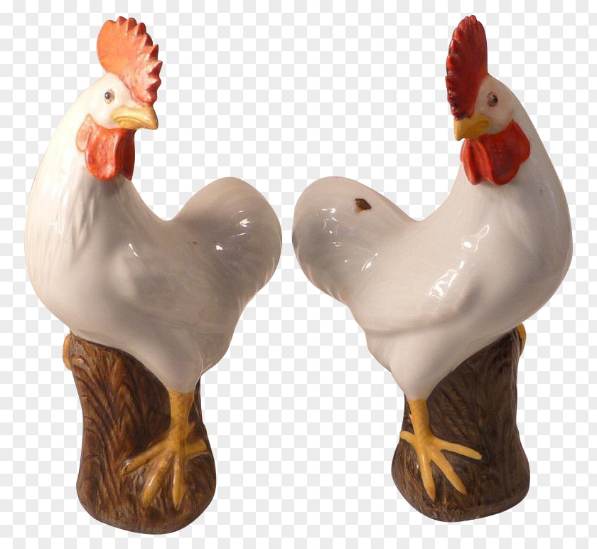 Chinese Porcelain Rooster Salt And Pepper Shakers Figurine Chicken As Food Beak PNG