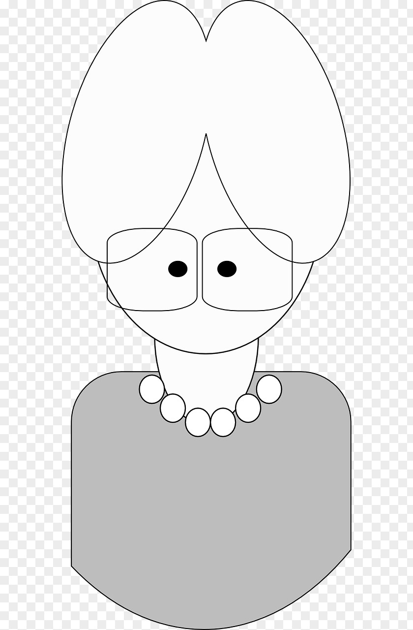 Cartoon Grandmother Clip Art Image Drawing Black And White PNG