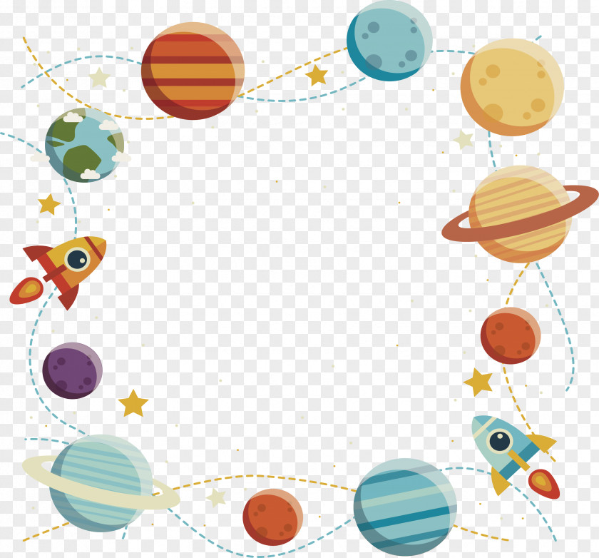 Rocket Planet Decoration Box Yellow Download Outer Space PNG