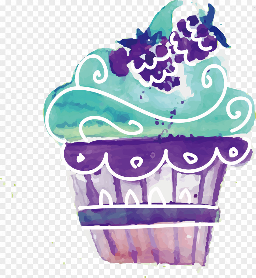 Vector Blue Cartoon Cute Cupcakes Cupcake Red Velvet Cake Bakery Watercolor Painting PNG