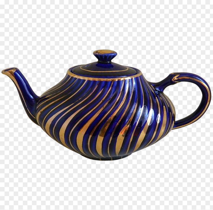 Kettle Teapot Ceramic Pottery Cobalt Blue PNG