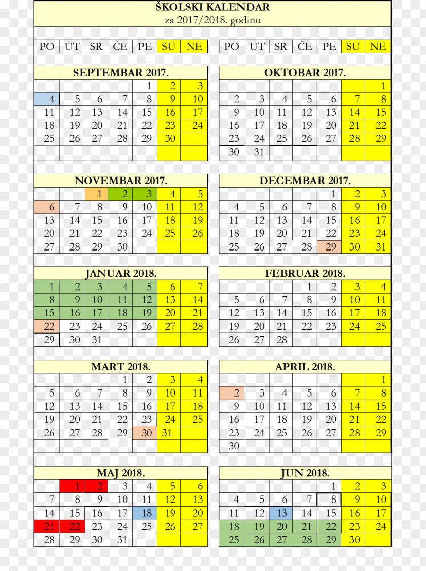 School Calendar Kingdom Of Montenegro 0 1 PNG