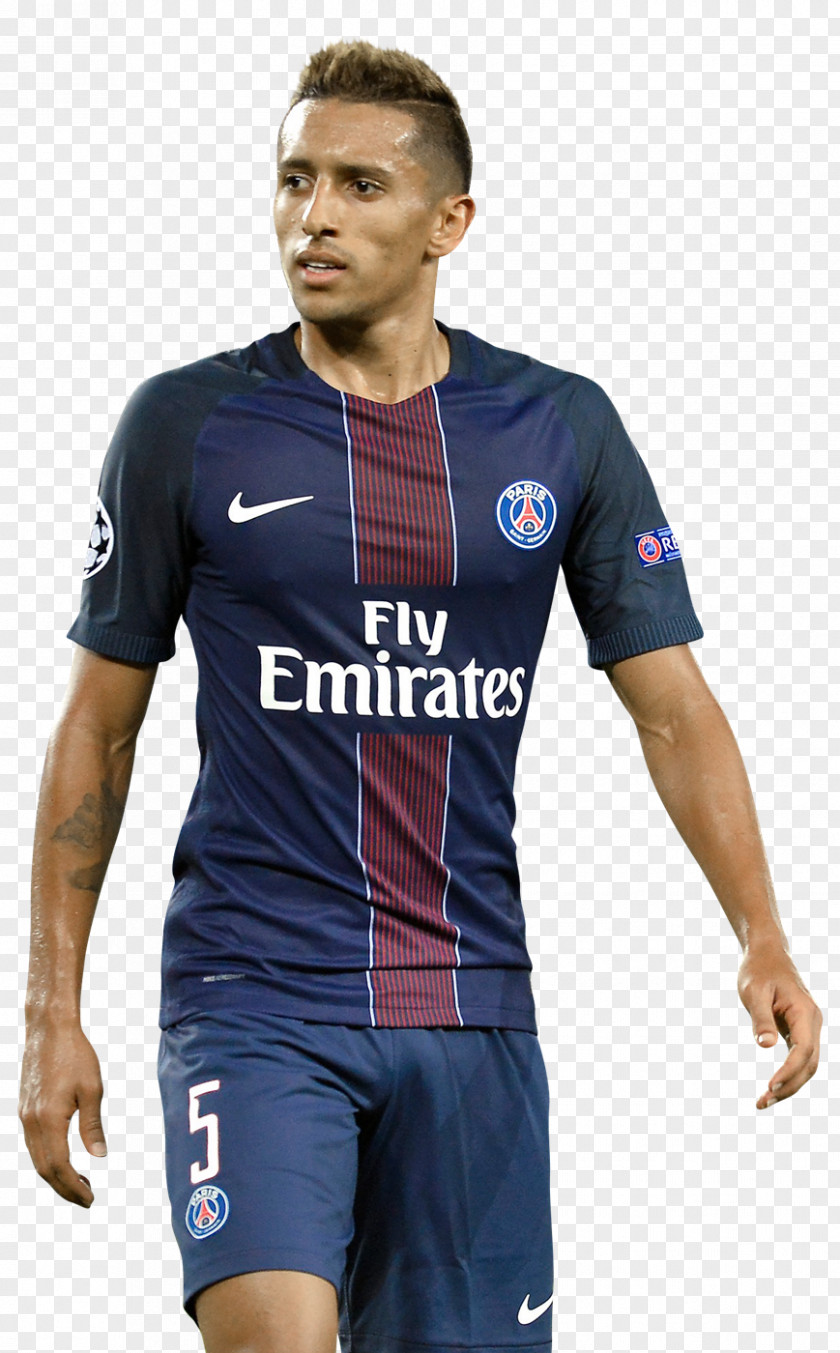 T-shirt Marquinhos Jersey Paris Saint-Germain F.C. Soccer Player PNG