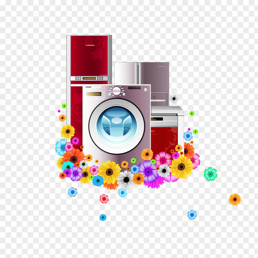 Cartoon Washing Machine Home Appliance Refrigerator PNG